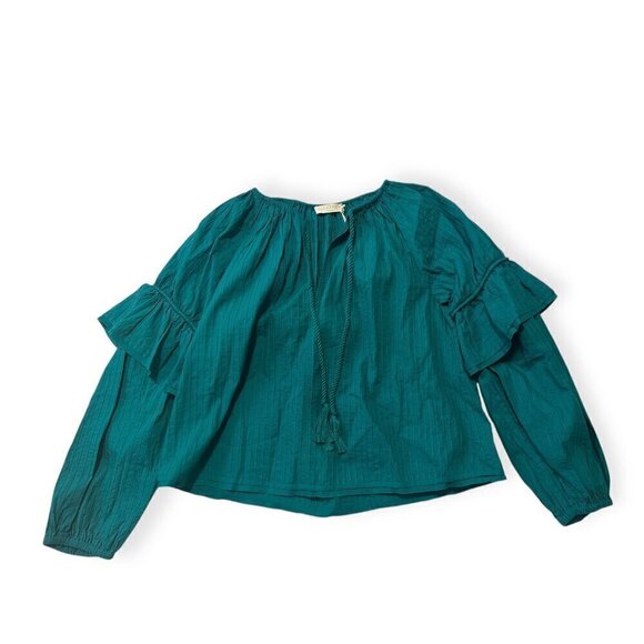 Ulla Johnson Concetta Cotton Blouse, Size 2, Color Verdigris, puff sleeves, NWT - Picture 6 of 16